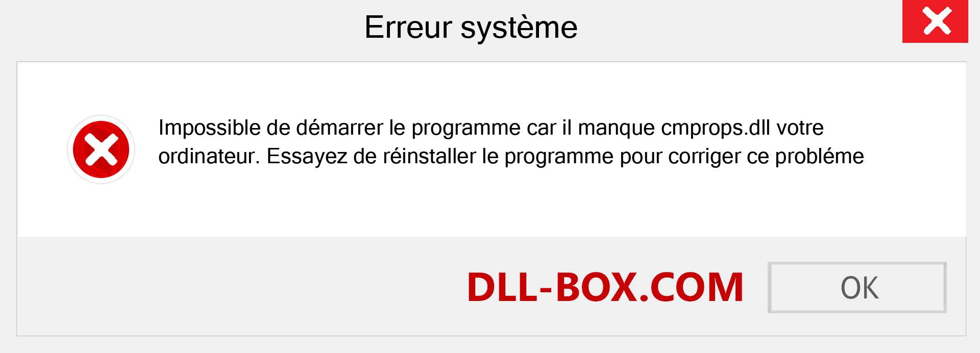 Le fichier cmprops.dll est manquant ?. Télécharger pour Windows 7, 8, 10 - Correction de l'erreur manquante cmprops dll sur Windows, photos, images