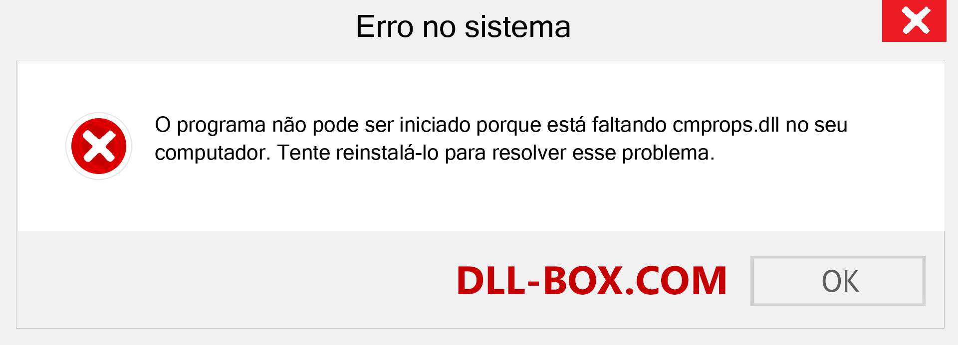 Arquivo cmprops.dll ausente ?. Download para Windows 7, 8, 10 - Correção de erro ausente cmprops dll no Windows, fotos, imagens